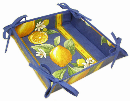 Provencal bread basket (lemons. blue)